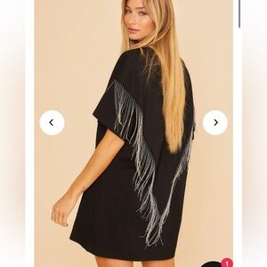 Fantastic Fawn Black Mini Dress with Fringe